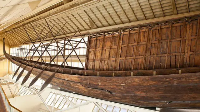 Wooden sun boats found next to the Khufu pyramid