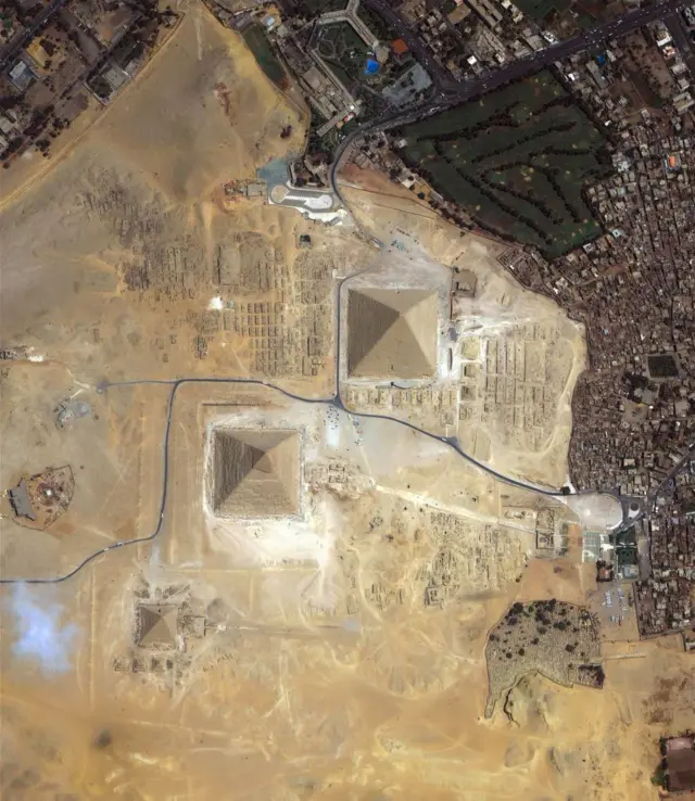 Satellite image of the Pyramids of Giza